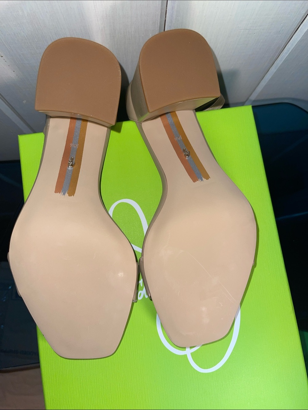 Sam Edelman Daniella Ankle Strap Beige Leather Block Heel Sandals NWT 10.5 40.5 - Picture 7 of 11